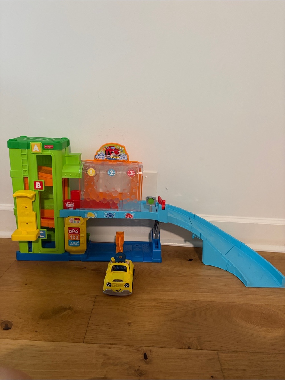 Little People Garage/Carwash Playset - Green & Blue (includes car & figure)
